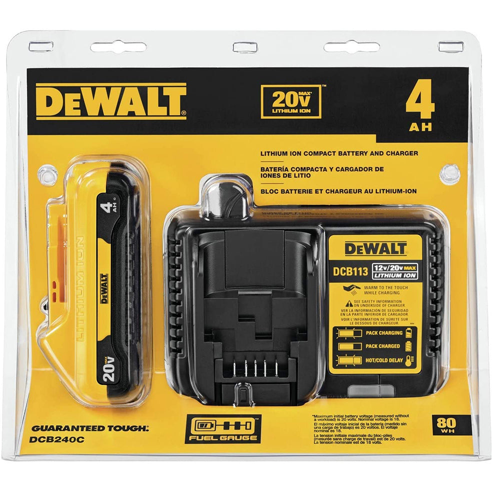 DeWALT DCB240C 20V 4.0 Ah Max Compact Lithium Ion Battery Pack