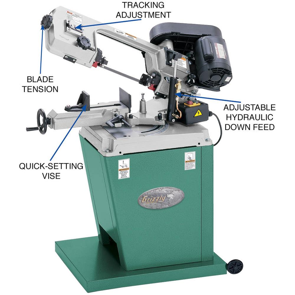 Grizzly G9742 110V 5 Inch X 6 1/2 Inch HP Metal-Cutting Bandsaw With S ...