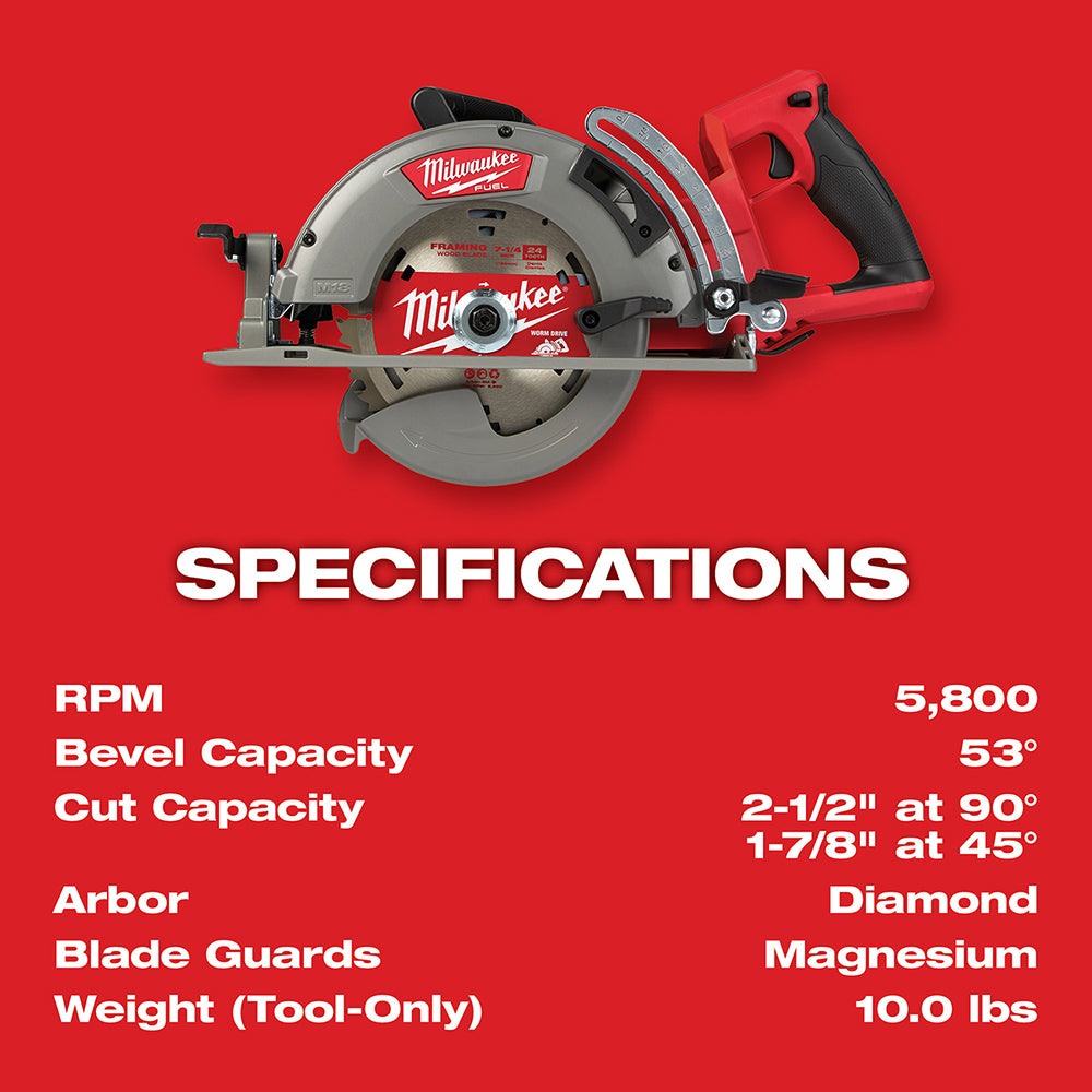 Milwaukee 2830-21HD M18 FUEL 18V 7-1/4 Inch Rear Handle Circular