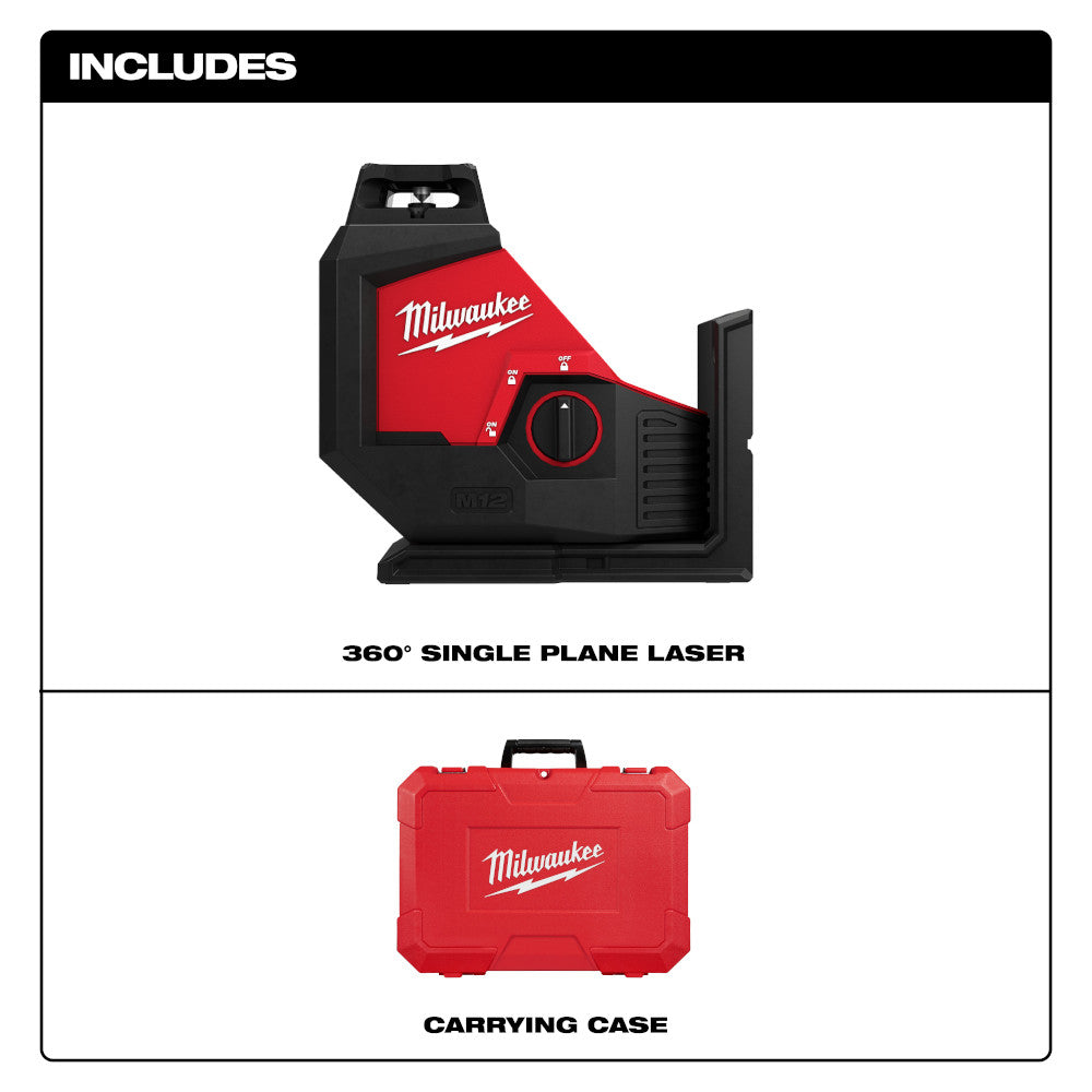 Milwaukee M12 Green 360° 3-Plane Laser with Laser Track Clip with