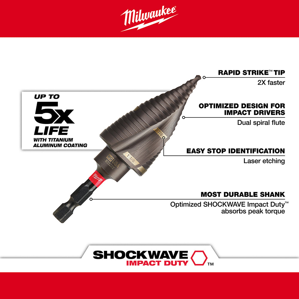 Milwaukee SHOCKWAVE Impact Duty Titanium Step Bit Kit (3-Piece